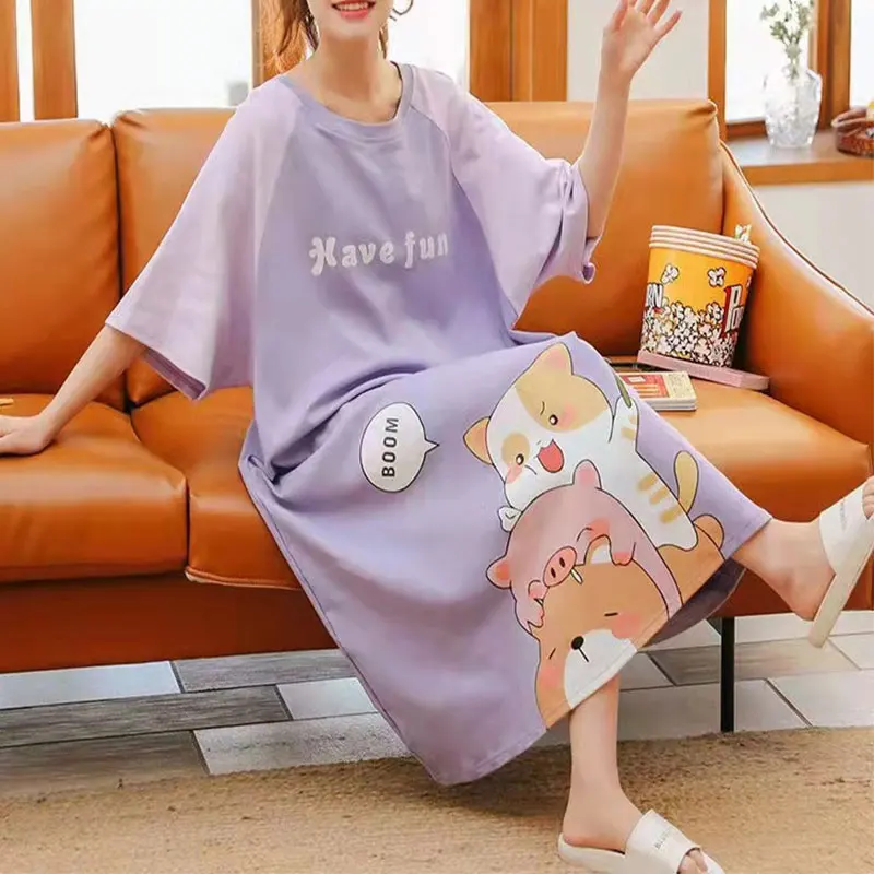 Sleeping Skirt Ladies Summer Korean Version Of The Pajamas Sweet And Cute Students Girls Can Wear Casual Comfortable Home Wear