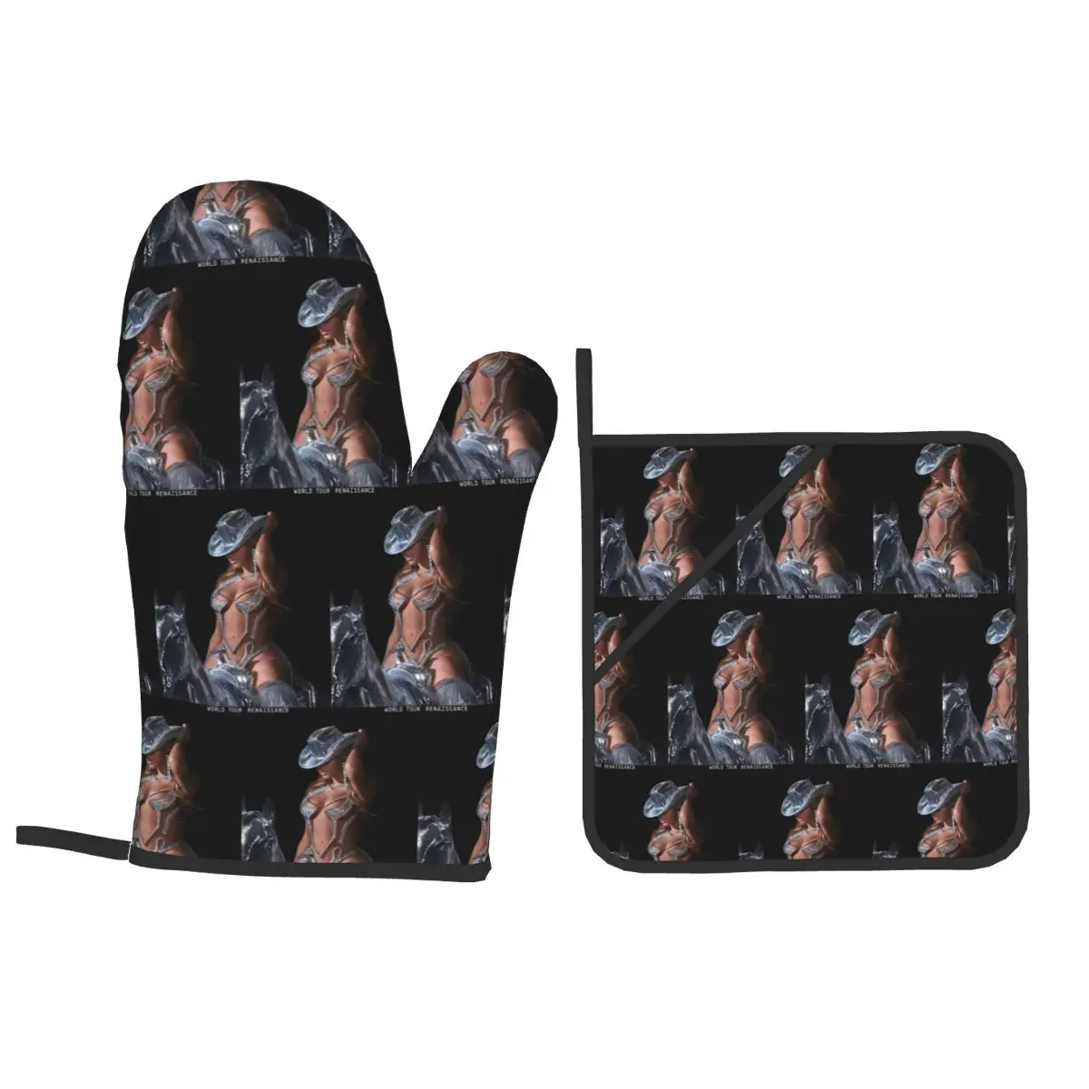 Bey My House Singer Beyonce Renaissance Tour Oven Mitts and Pot Holder Sets of 4 for Baking Cooking Resistant Non-Slip Gloves