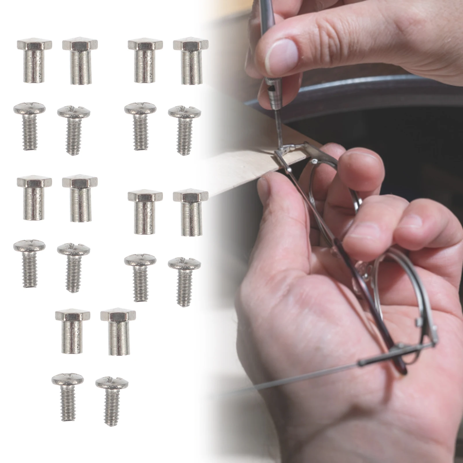

Eyeglasses Repair Kit 2 Sets Metal Screws for Glasses Sunglasses Wire Frame Eyewear Replacement Parts Accessories