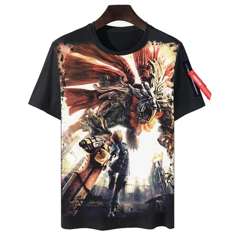 New God Eater T-Shirt Short Sleeve Cross-Border Clothing Skin-Friendly Breathable Non-Fading Daily Wear Cartoon Anime Theme