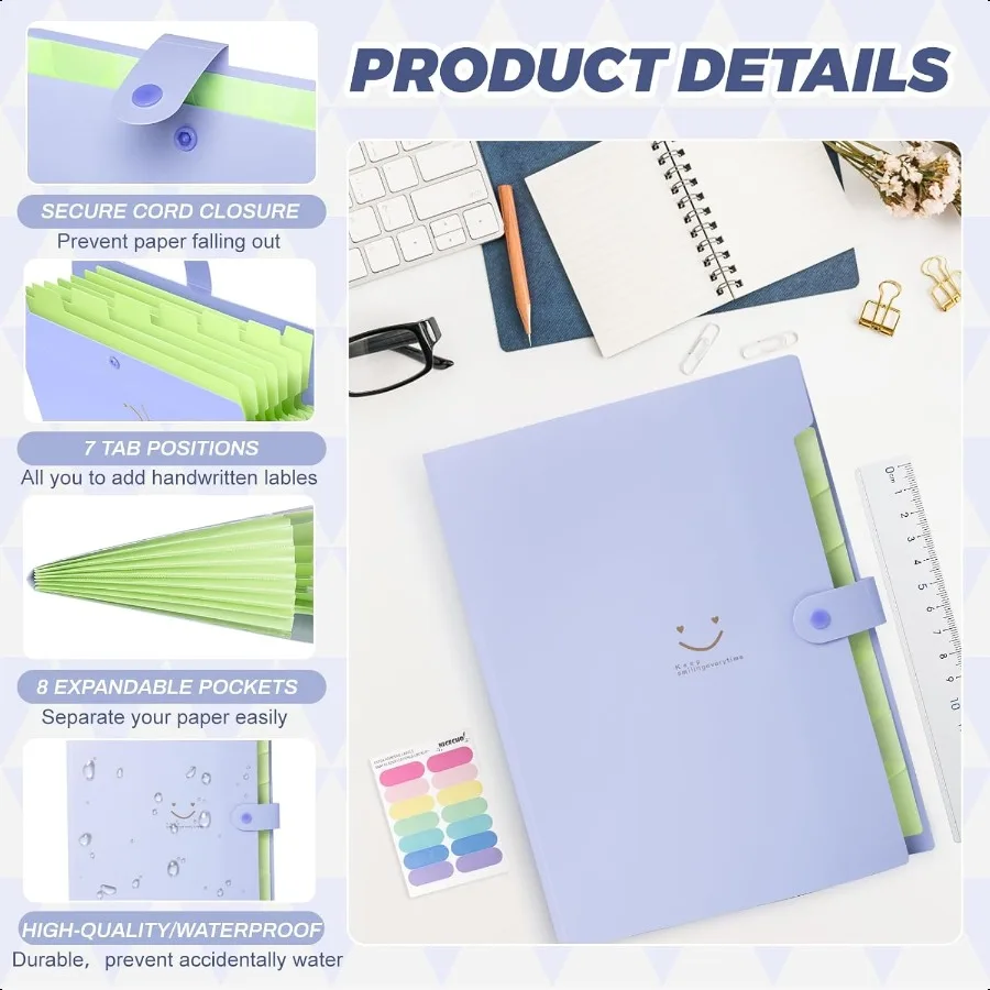 Expanding File Folder 8 Pockets Accordion File Organizer A4 Letter Size Paper Document Receipt Organizer Accordian Filing Folde