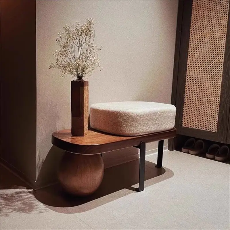Pouf d'entrée minimaliste moderne de luxe pour hôtel, tabouret de couloir, meuble de salon mobile