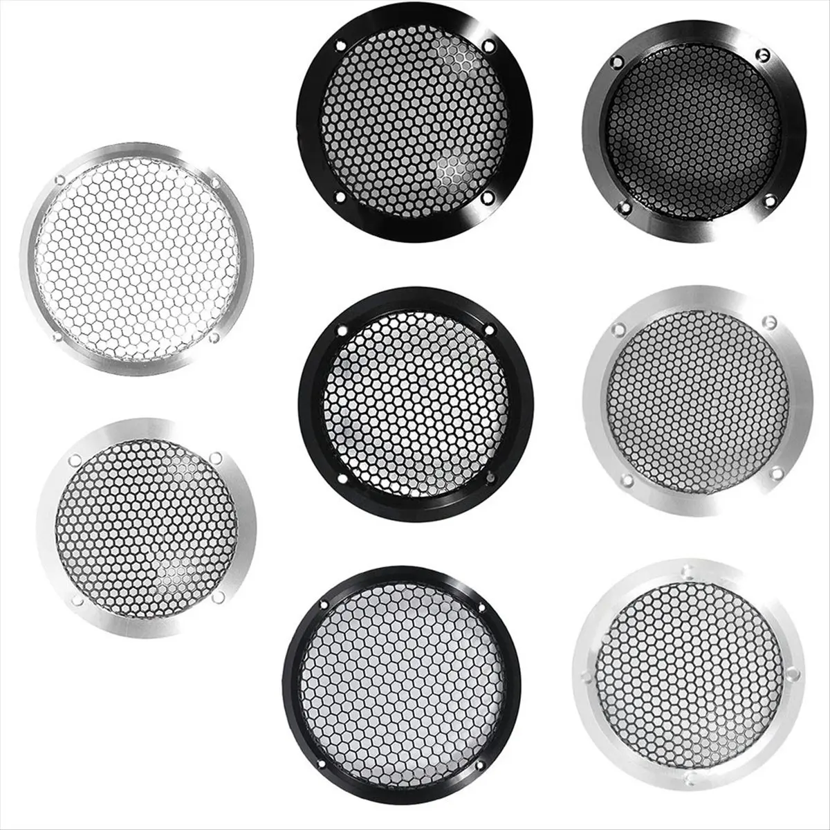 Super Sale Aluminum Car Tweeter Speaker Grill Cover, 4 Inch, Full Metal Mesh Grille for Audio Enhancement Silver