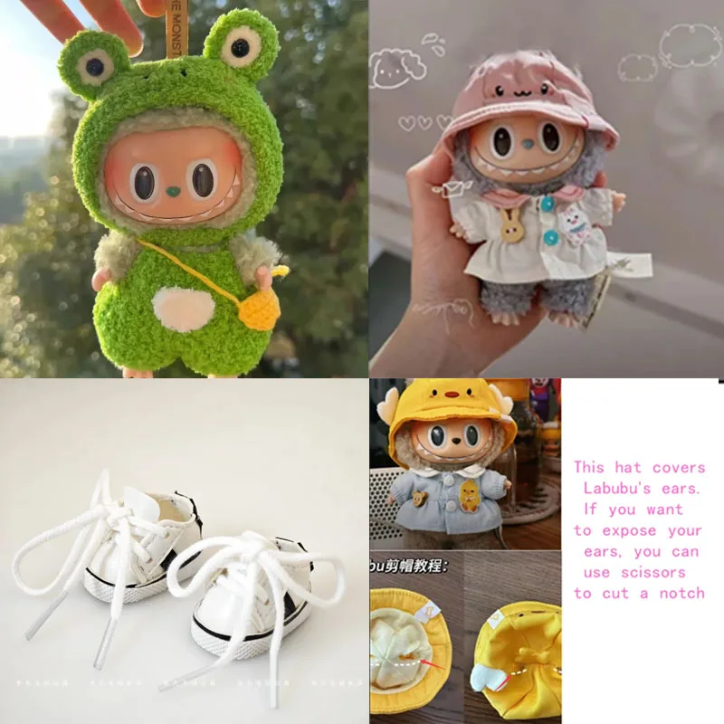 17cm Labubu Little Swan Clothes Labubu Canvas Shoes Cute Clothes Only Used for 17cm Plush Doll Skirts DIY Dressing Game