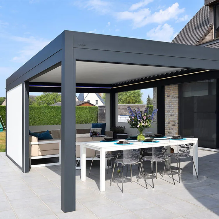 Any Size Custom Modern Private Garden Patio Electric Adjustable Louver Aluminum Pergola Bioclimatic Rain Sun Protection Canopy
