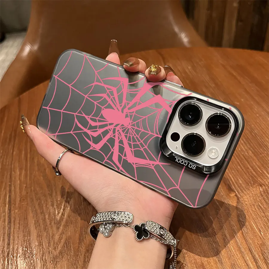 핑크 스파이더 웹 아이폰 17에서 11 프로 맥스 플러스용 폰 케이스