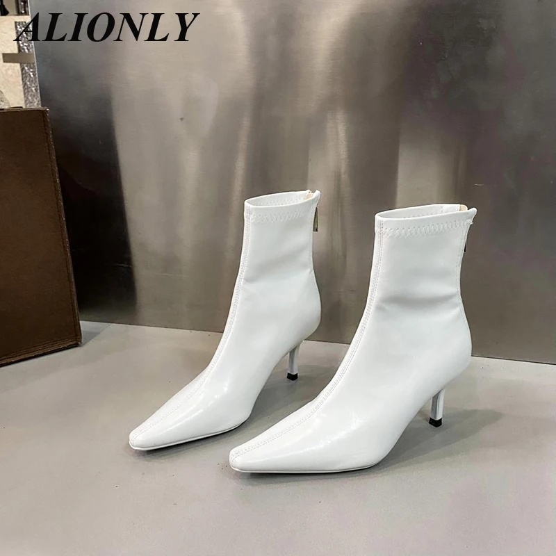 

Alionly 2024 Autumn New Pointed Slim Heel Fashionable High-Heeled Short Boots Versatile Slim High-Heeled Short Tube Women's Boot