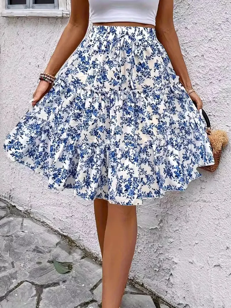 

High Waist Loose Casual Floral ort Skirt Women's Faion Summer Loose Fit Skirt Casual Sle No Elastic Waist