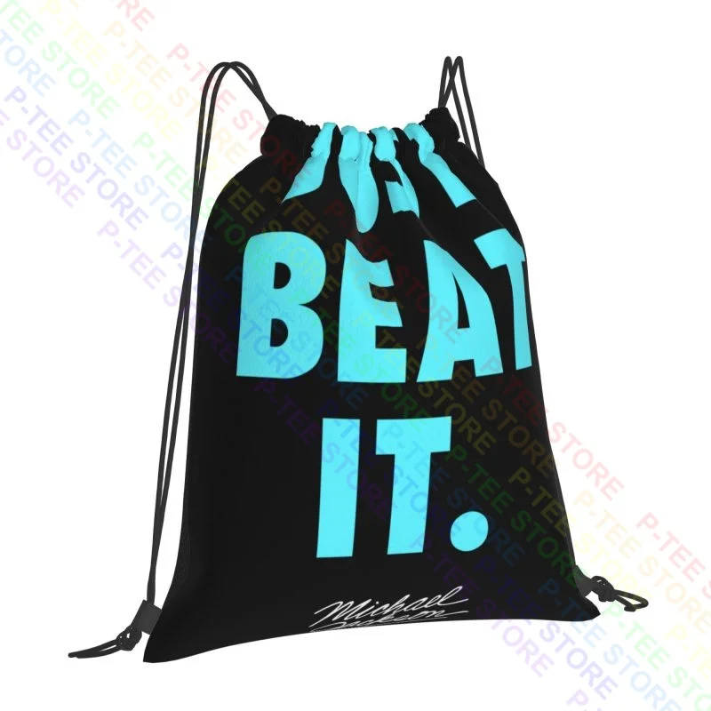 Michael Jackson Just Beat It Text Drawstring Bags Gym Bag Gym Backpack Gym Tote Bag Large Capacity