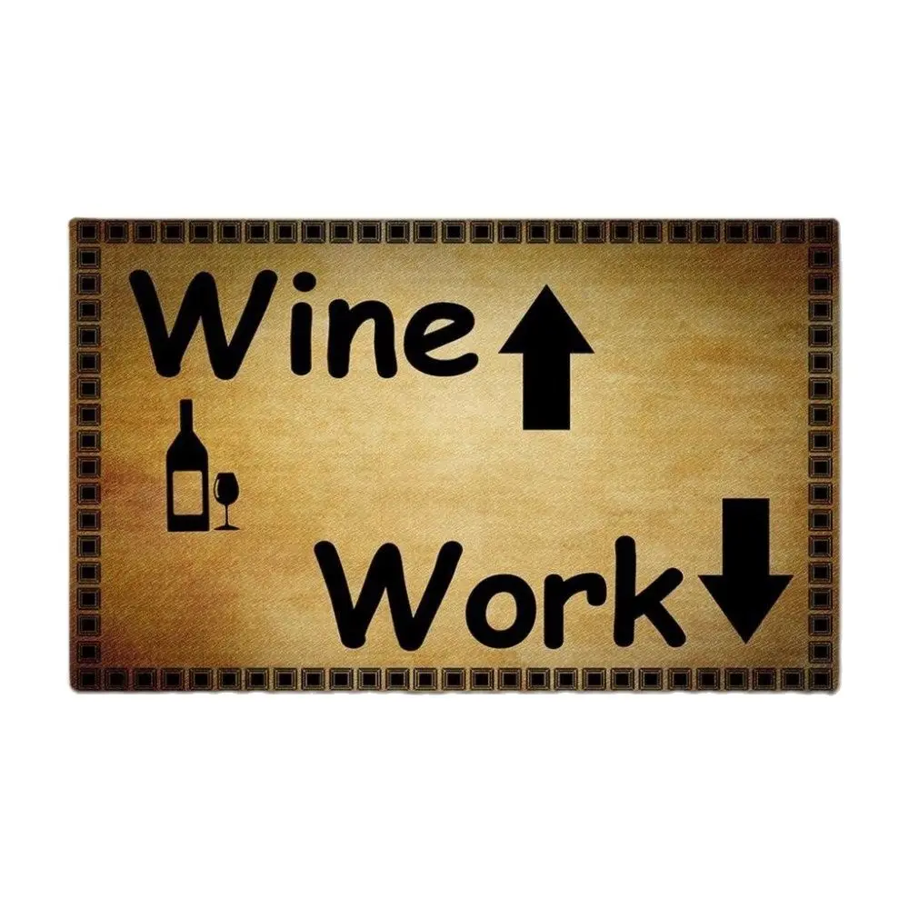 Work Outside And Wine Funny Doormat Outdoor Porch Patio Front Floor Door Mat New House Rug Home Decor Carpet Rubber