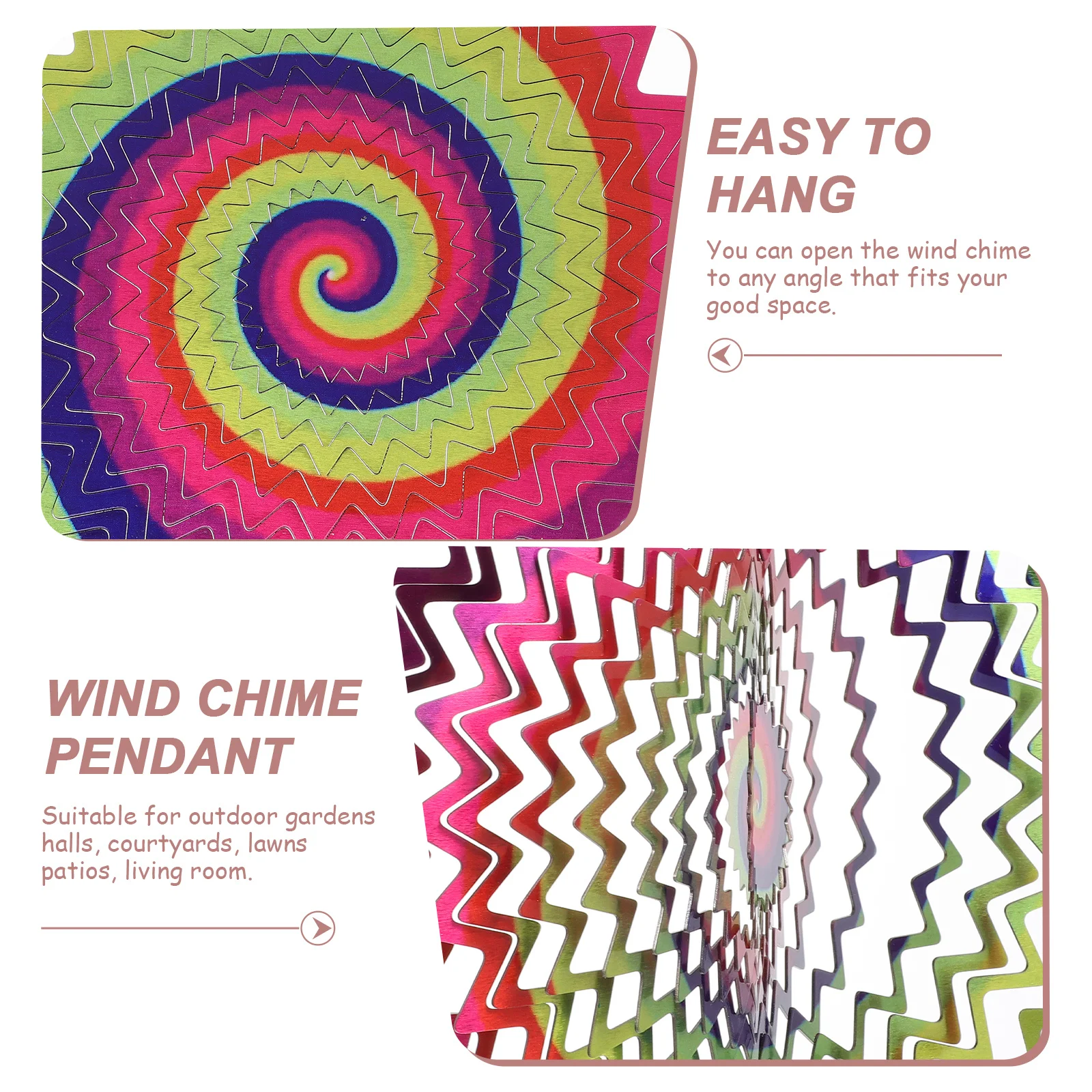 

Stainless Steel Metal Rotating Wind Chime Hanging Garden Patio Outdoor Decor 3D Colorful Visual Effect 3D Wind Chime