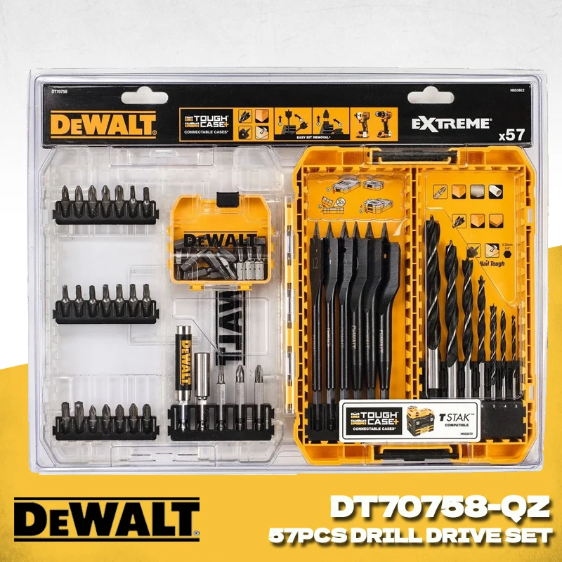

DEWALT DT70758 Набор смешанных сверл, 57 шт., с наконечником Брэда и сверлами для плоской древесины, набор сверл, аксессуары для электроинструментов