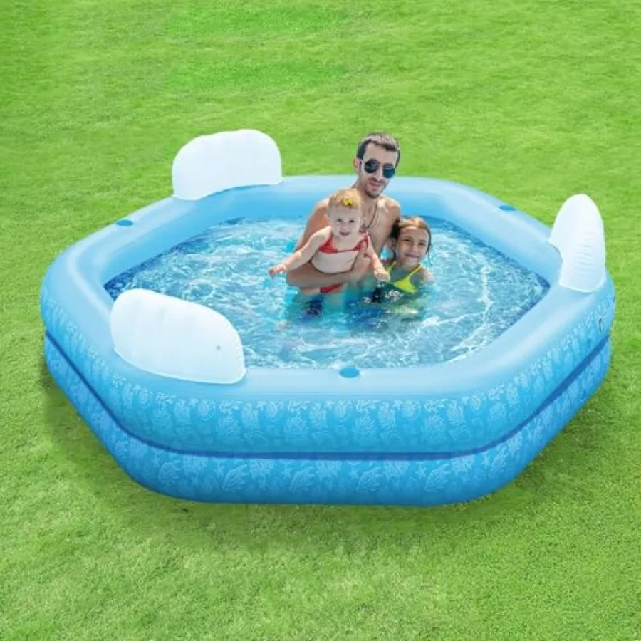 

Inflatable Pool for and Adults, 85 x 85 x 23 Oversized Thickened Family Swimming Pool for Toddlers, Outdoor, Garden, Backyard,