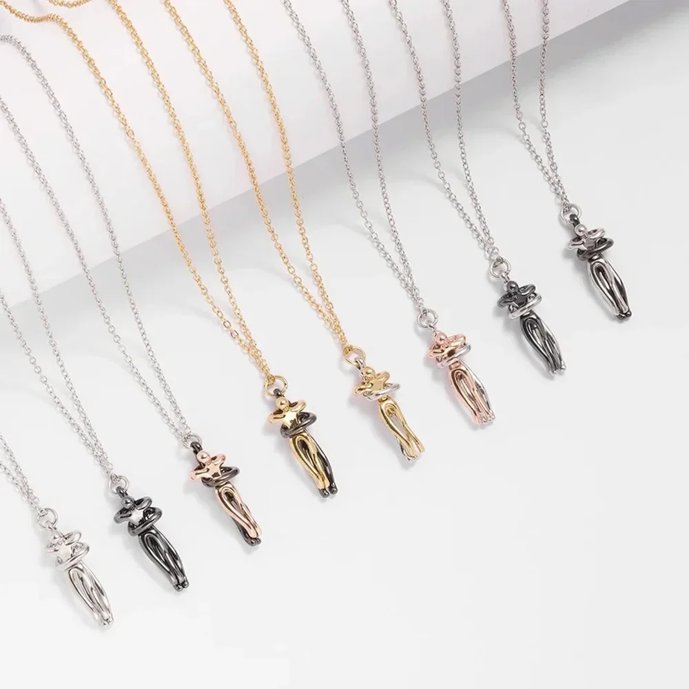 Hugging Necklace Stainless Steel Couple Hugging Necklace Pendant Suitable for Both Male and Female Couples Symbol of Love