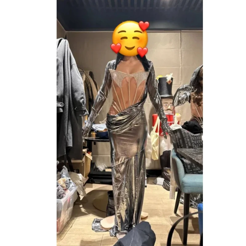 

Новый костюм для вечеринок в стиле кул-джаз: блестящее платье-худи для ночного клуба, карнавала, фестиваля, комплект из двух предметов для женщин