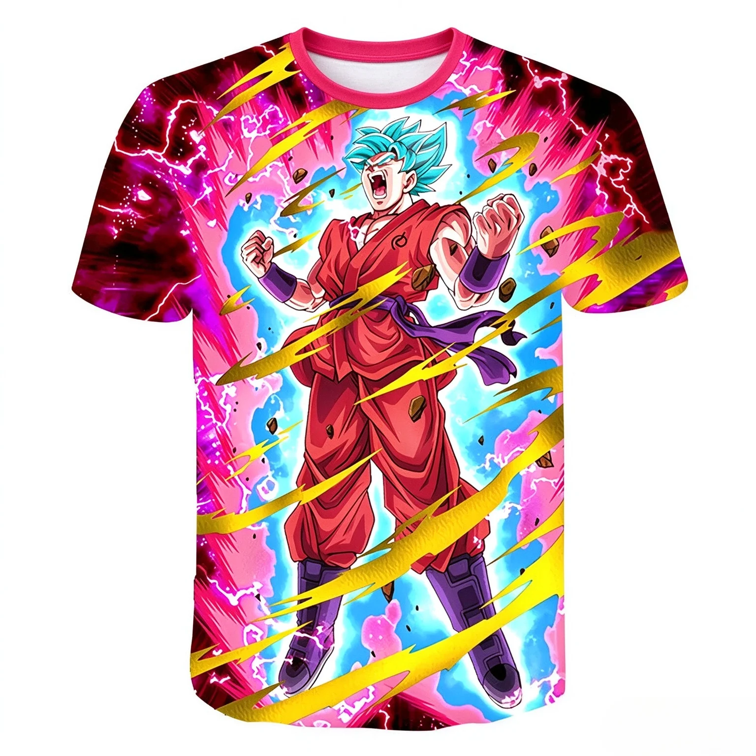 Bandai Dragon Ball Anime Short Sleeve Tee, Energy Effect Full Print, Quick Dry Breathable, Comic Con Outfit,Fan Collectible Gift