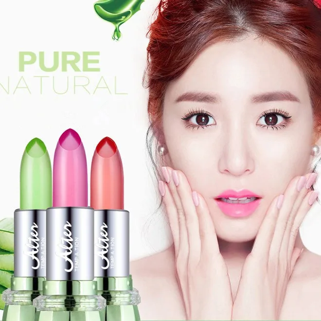 6-kolorowa pomadka w żelu z aloesem zmieniająca kolor, wodoodporna i nawilżająca, zmieniająca kolor pod wpływem temperatury, błyszczyk do ust dla kobiet, nie tłusty.