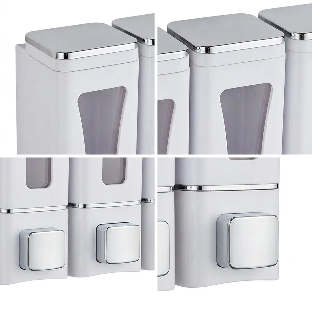 Wall Mounted 3 Tank Soap Dispenser for Shampoo Conditioner Body Wash 1200ml Capacity 23cm x 20cm x 8cm Dimensions