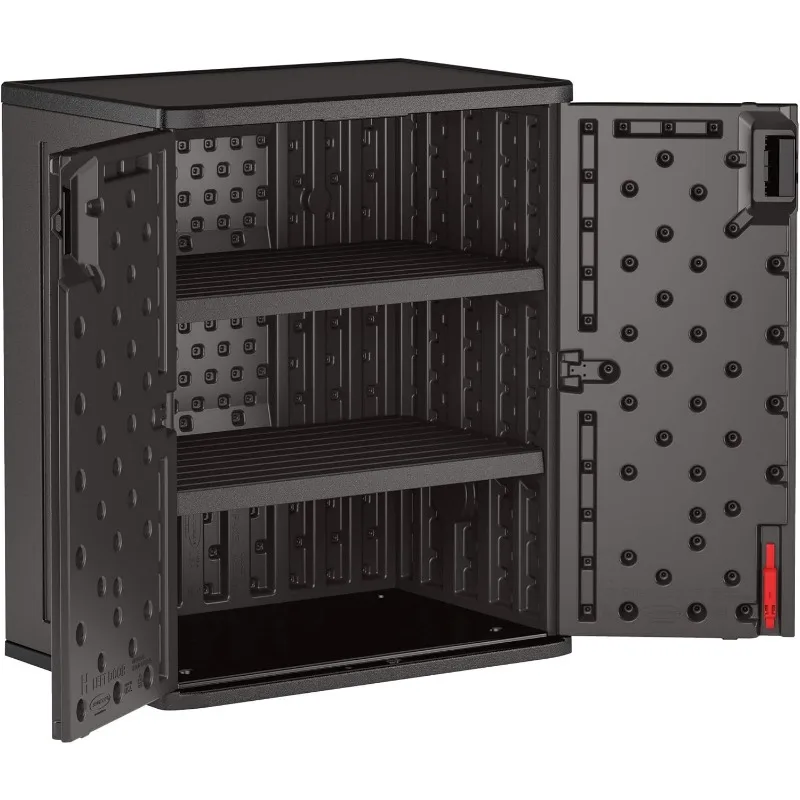 9 Cubic Ft. Heavy-Duty Resin Cabinet with 2 Shelves, Dark Grey