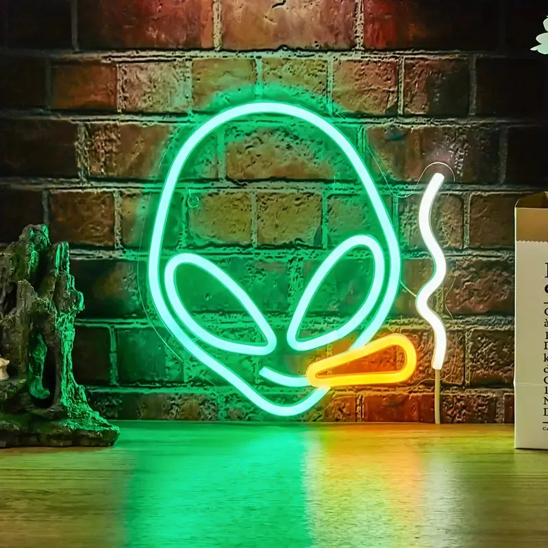 Decorative Alien Neon Light, Custom Led Neon Light, USB Powered Lamp, Multipurpose Wall Mounted Light Bedroom Gameroom Decor