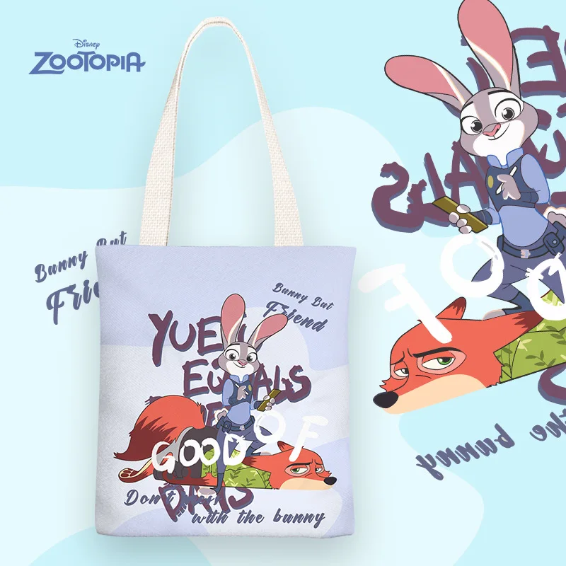 Zootopia2 수납 가방 귀여운 어린이용 캔버스 가방 만화 애니메이션 주변 장난감 핸드백 패셔너블 시티 백 내구성 있는 토트백