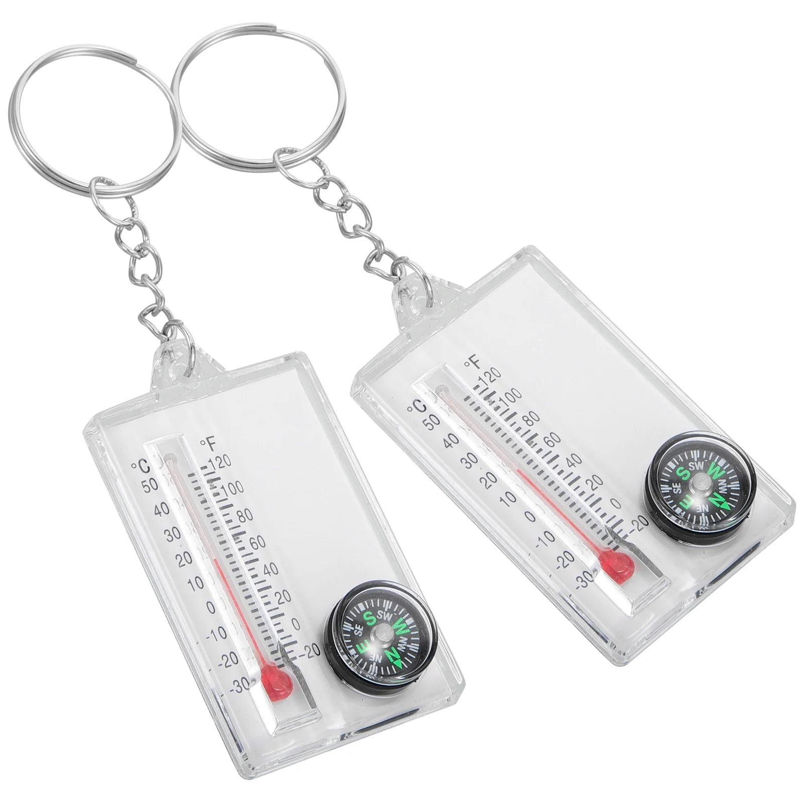 Compass Thermometer Camping Accessories Hiking Key Ring Stainless Steel Pocket Size Travel