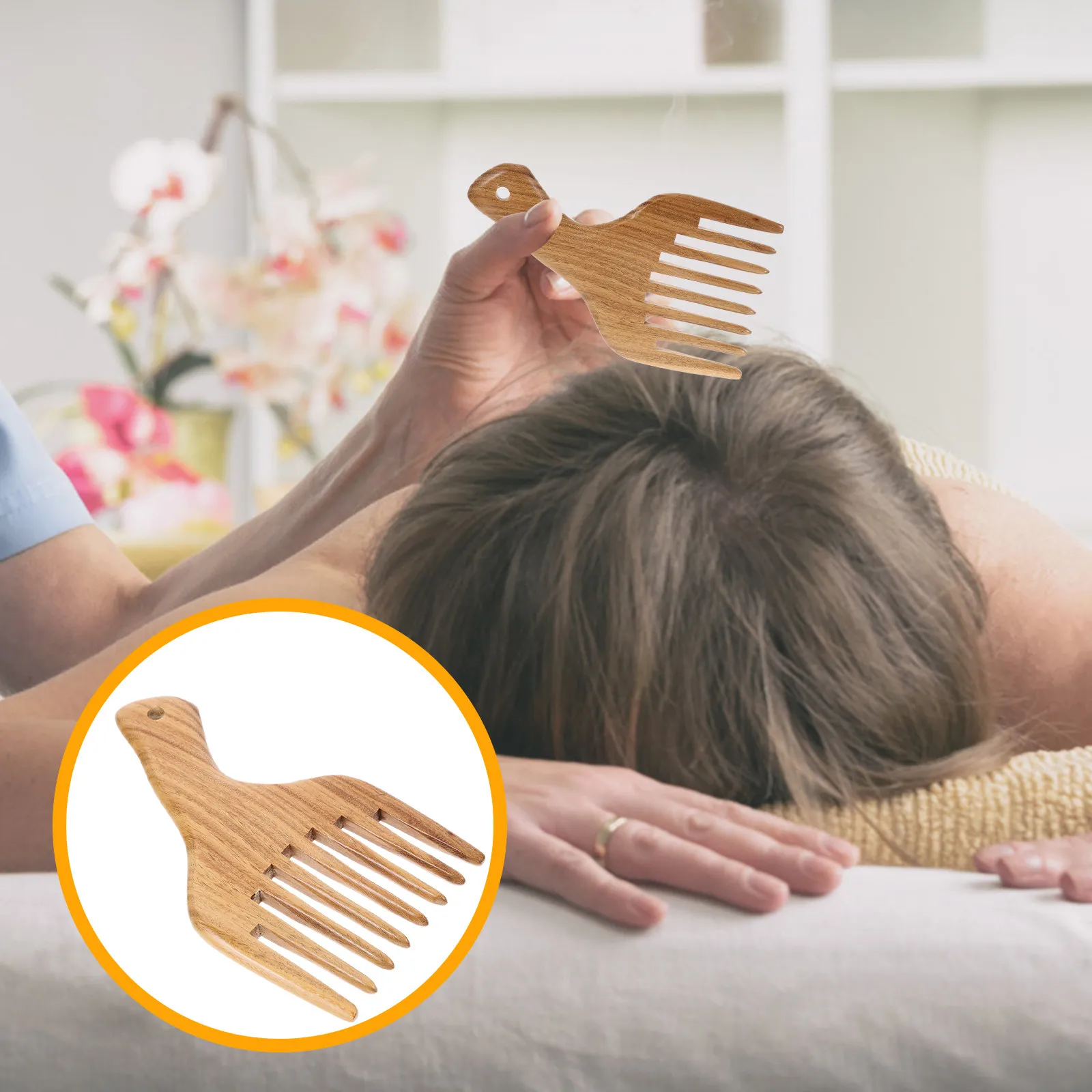 Premium Natural Sandalwood Comb Wide Tooth Wooden Hair Comb for Scalp Massage Stimulates Blood Circulation Relieves Headache