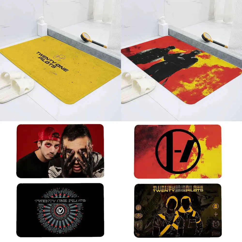 

T-Twenty One P-Pilots Home Durable Floor Mat For Entrance Bedroom Washroom Bathroom Doorways Absorbent Non-Slip Foot Mats