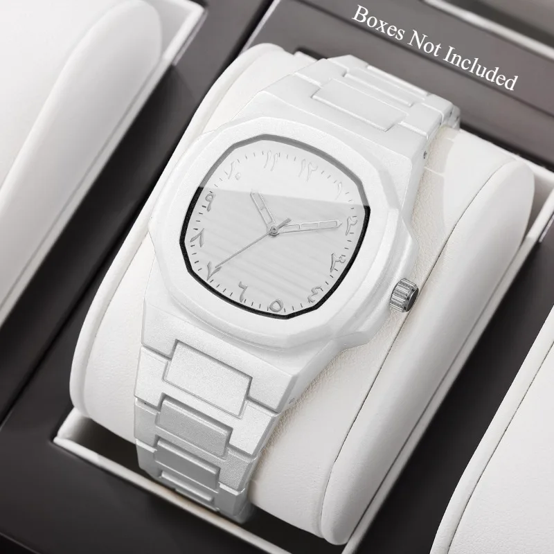 Fashion Unisex Square Quartz Watch Men Women Plastic Strap Casual Wristwatches Clock Gift Relogio Masculino (Without Box)