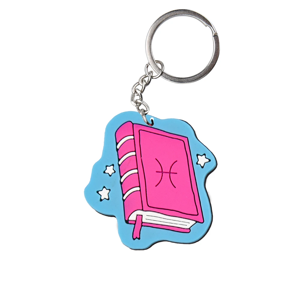 Anime Cute Magic Book Keychains para crianças, ovelhas, vassoura, lindo espelho de morango, espelho, chaveiros de carro, aniversário, presentes de Halloween, 1pc