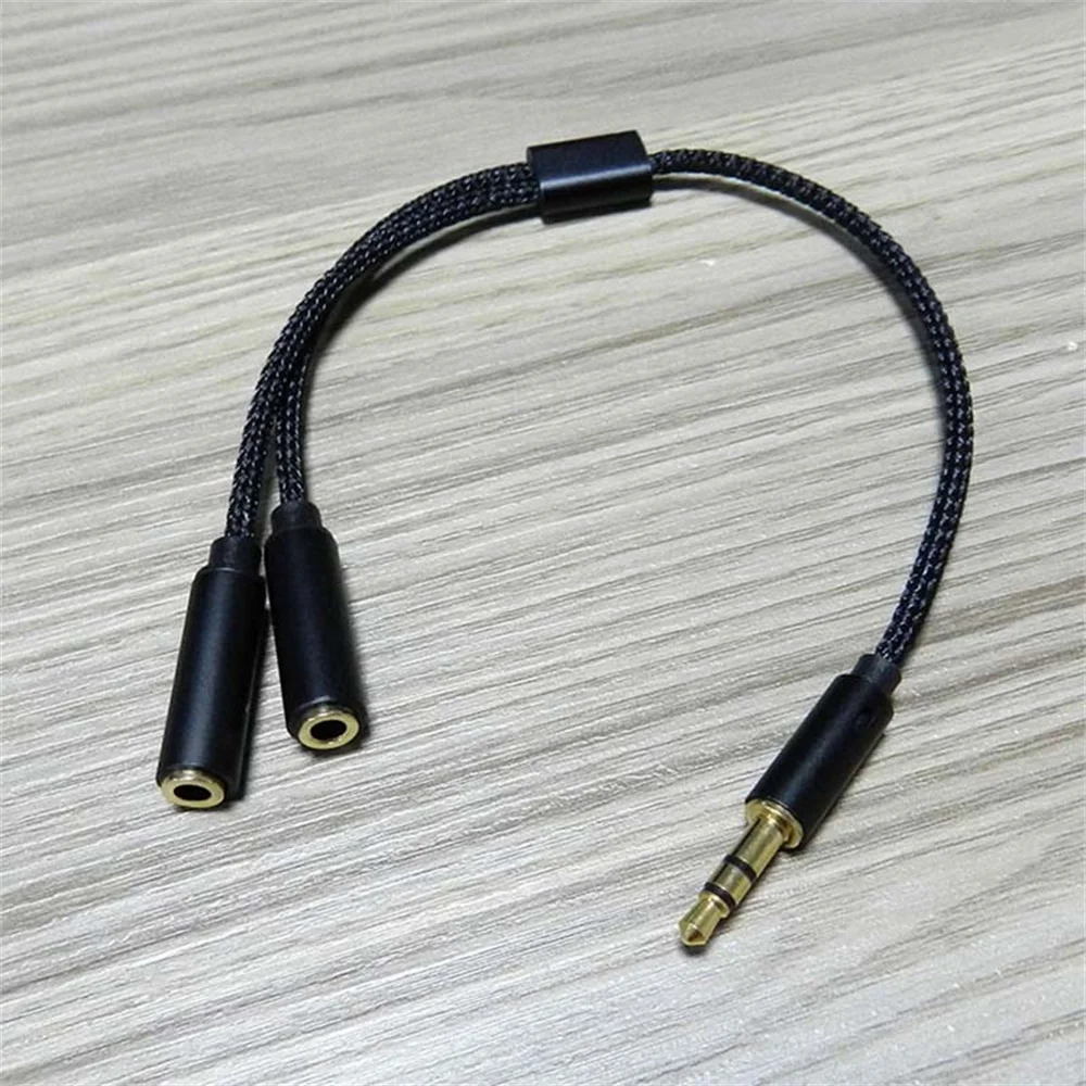 3.5mm Audio Splitter Earphone Extension Cable Jack 3.5mm 1 Male to 2 Female Mic Y Splitter AUX Cable Headset Splitter Adapter