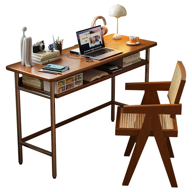 

Medieval retro writing bedroom solid wood computer table household light luxury makeup manicure table