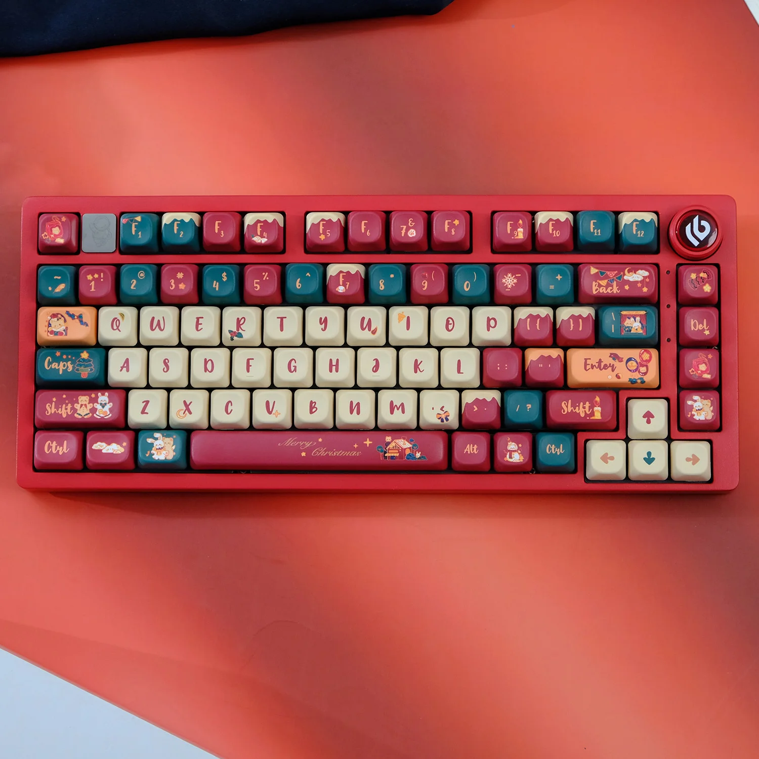 KYOMOT 142  Keys Cute Merry Christmas House Keycaps MOA Profile PBT Dye Sub Keycap For MX Switches DIY Mechanical Keyboard Gift