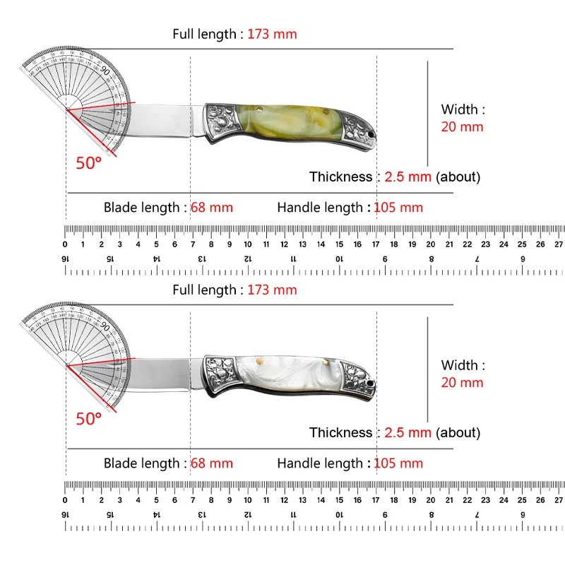 Stainless Steel Folding Fruit Paring Knife Resin Handle Boning Knife Portable Pocket Knife BBQ Cleaver Kitchen Slicing Knife