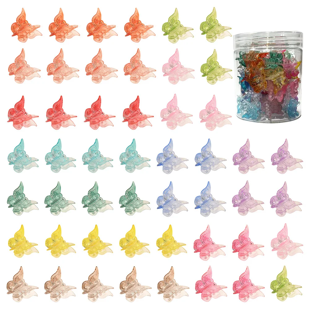 

50 Pcs Butterfly Mini Claw Clips Elegant Stylish Plastic Hair Accessories for Girls Kids Matches Any Clothes Easy to Wear