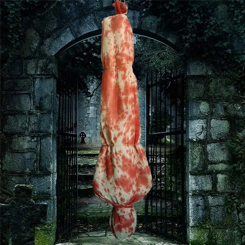 A45I Hot Inflatable Corpse Scary Hanging Halloween Decor Outdoor Scary Corpse in Bag Hallowmas Creepy Haunted House Prop