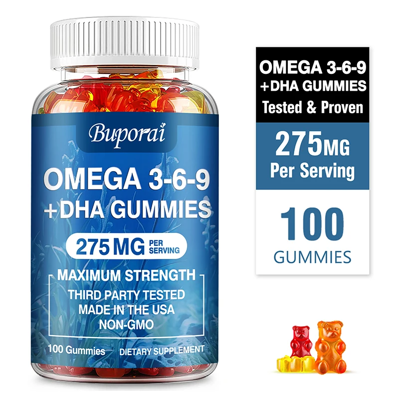 

Omega 3 6 9 + DHA Gummies - Supports Overall Heart, Brain, Joint and Eye Health, Antioxidant