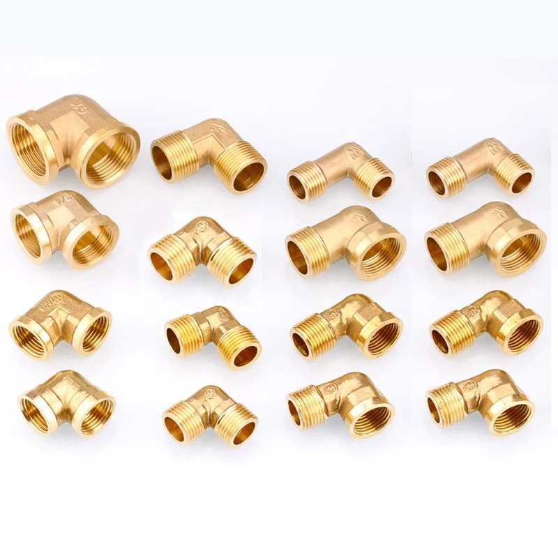 Pneumatic Plumbing Brass Pipe Fitting 3Way Female/Male BSP 1/8 1/4 3/8 1/2 Elbow Type Copper Fittings Water Oil Gas Adapter