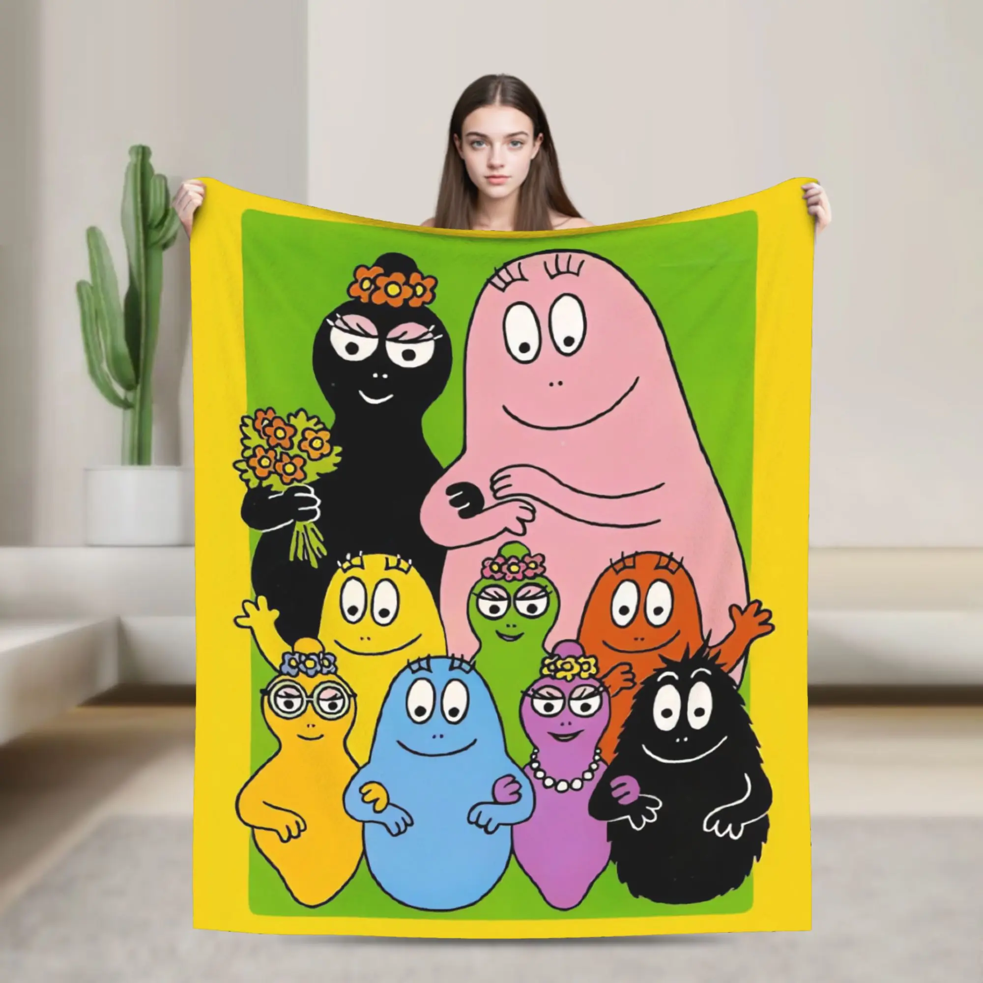 Barbapapa Barbamama Blankets  Decorative Flannel Throw Blanket For Outdoor Super Warm Custom DIY Quality Bedspread Gift Idea