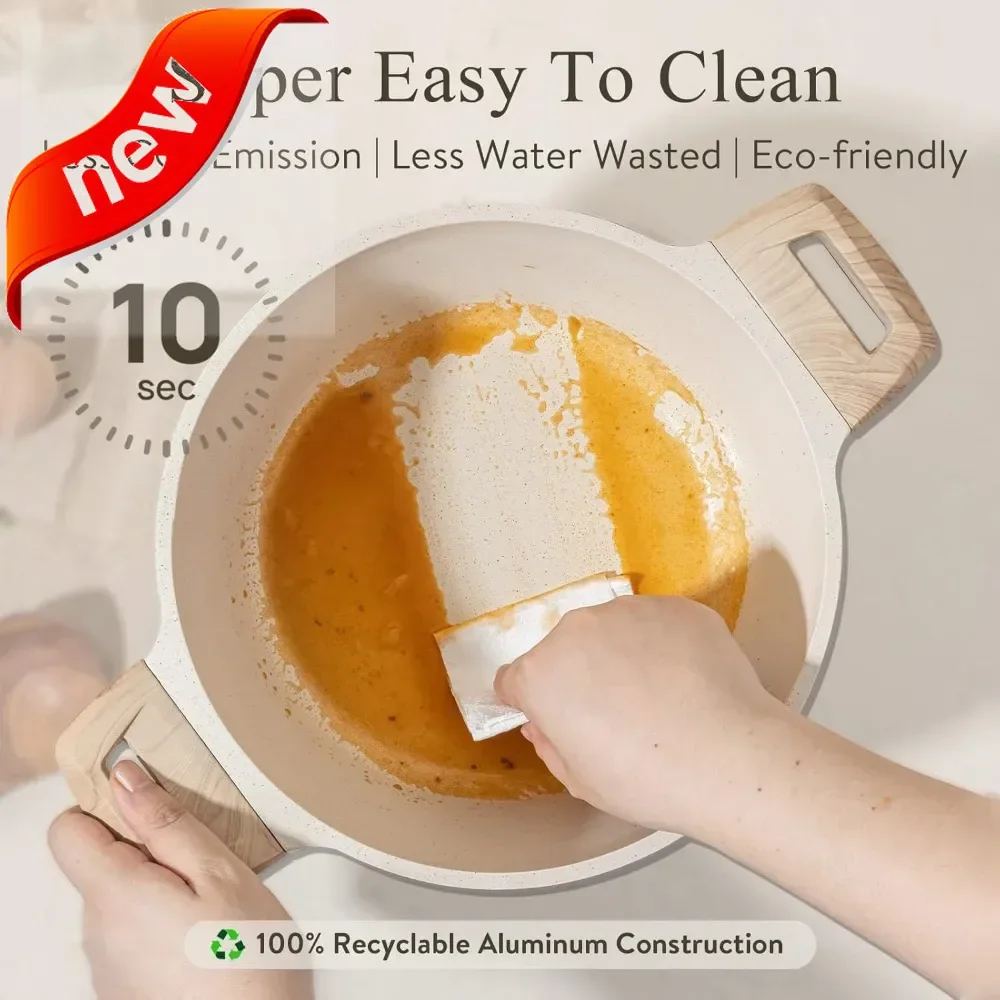 

Новый стиль, 22 шт., набор кастрюль и сковородок с антипригарным покрытием, набор посуды, индукционный кухонный набор из белого гранита с сковороды и кастрюлями