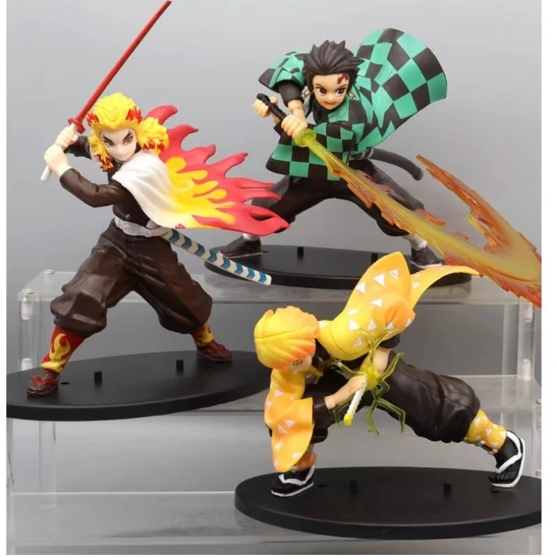 Anime Demon Slayer Figure Tanjirou PVC Model Toys Zenitsu Action Figure Kyoujurou Room Decor Birthday Gift for Fans