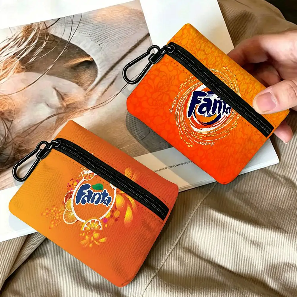 Funny F-Fanta Logo Portable Oxford Fabric Mini Wallet Carabiner Design Small Coin Bag For Cards Keys Earphones