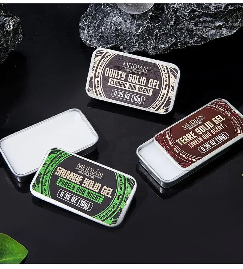 4 Uds. De Perfume sólido encantador para hombres, Perfume sólido portátil con fecha, fragancia corporal diaria, Perfume Natural fresco para hombres, conjunto con caja de regalo