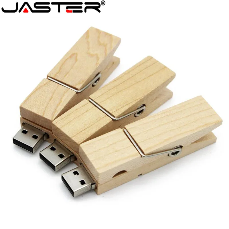 JASTER Gỗ Kẹp Đèn LED Cổng USB Pendrive 4GB 16GB 32GB 64GB 128GB Thẻ Nhớ Pensenality tặng 1 Cái Tự Do Tùy Chỉnh Logo