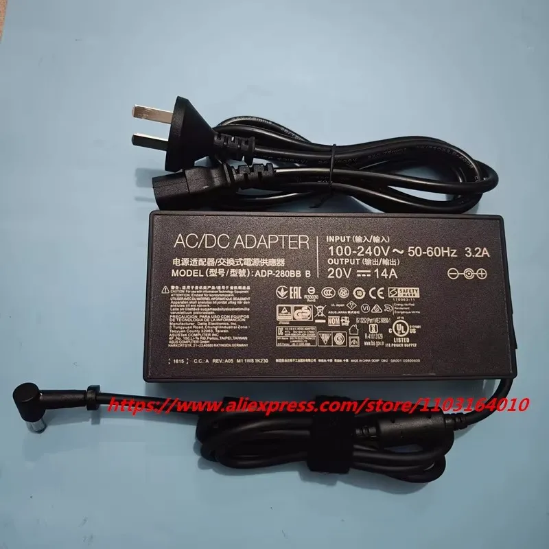 Original AC Adapter Charger For ASUS 20V 14A 280W 6.0x3.7mm ADP-280EB B ADP-280EB F A22-280P1A Laptop Power Supply