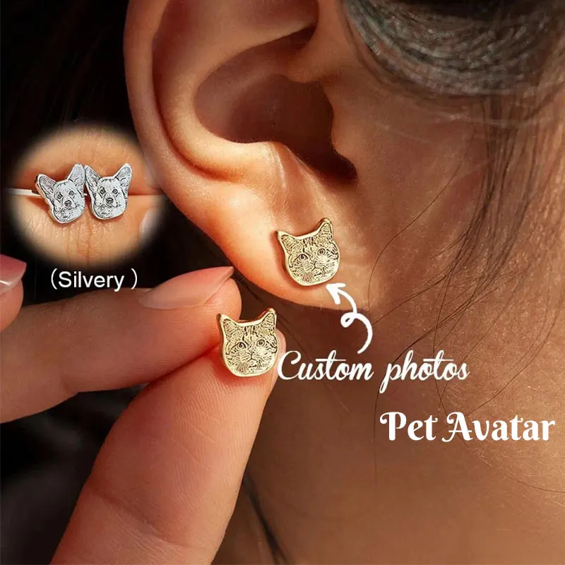 

Персонализированные серьги-аватары для питомцев из нержавеющей стали, серьги с портретом собаки/кошки, женские, с лазерной гравировкой, милые ювелирные украшения, подарки