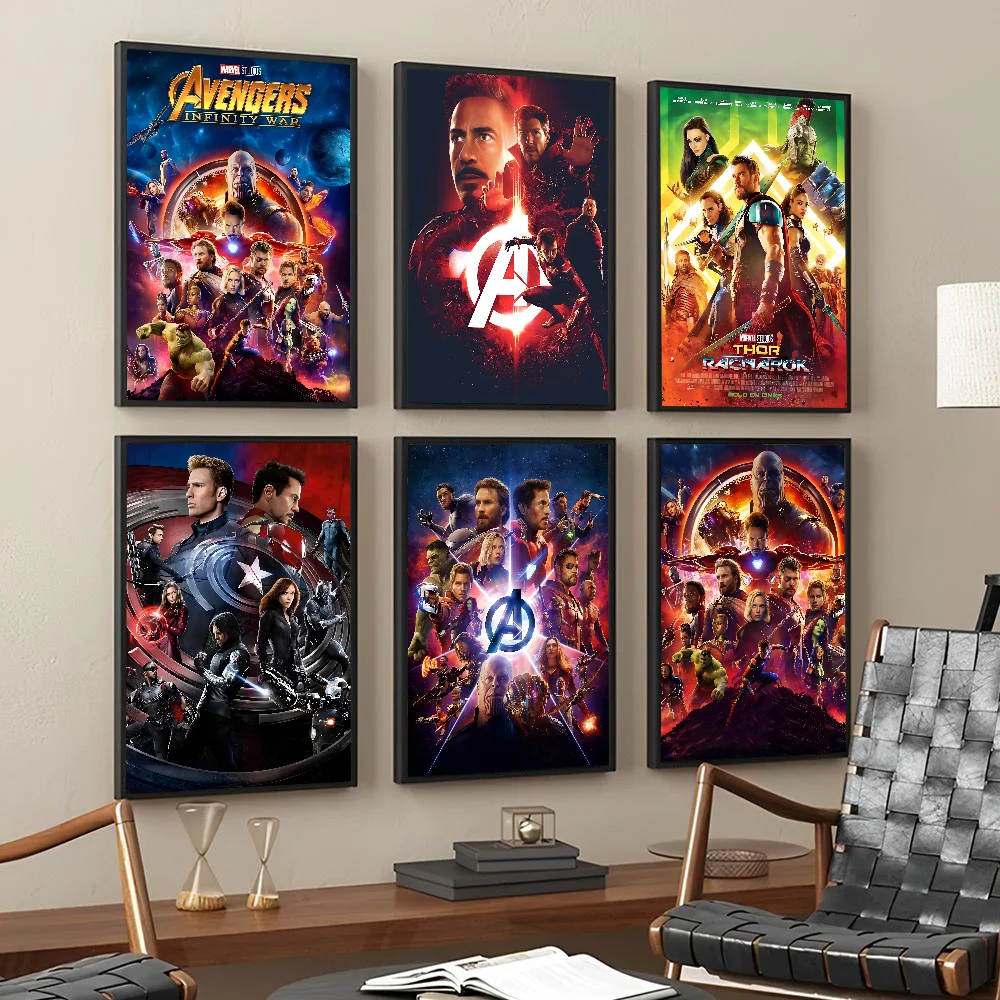 A-Avengers Infinity War Movie  Poster Self-adhesive Art Waterproof Paper Sticker Coffee House Bar Room Wall Decor