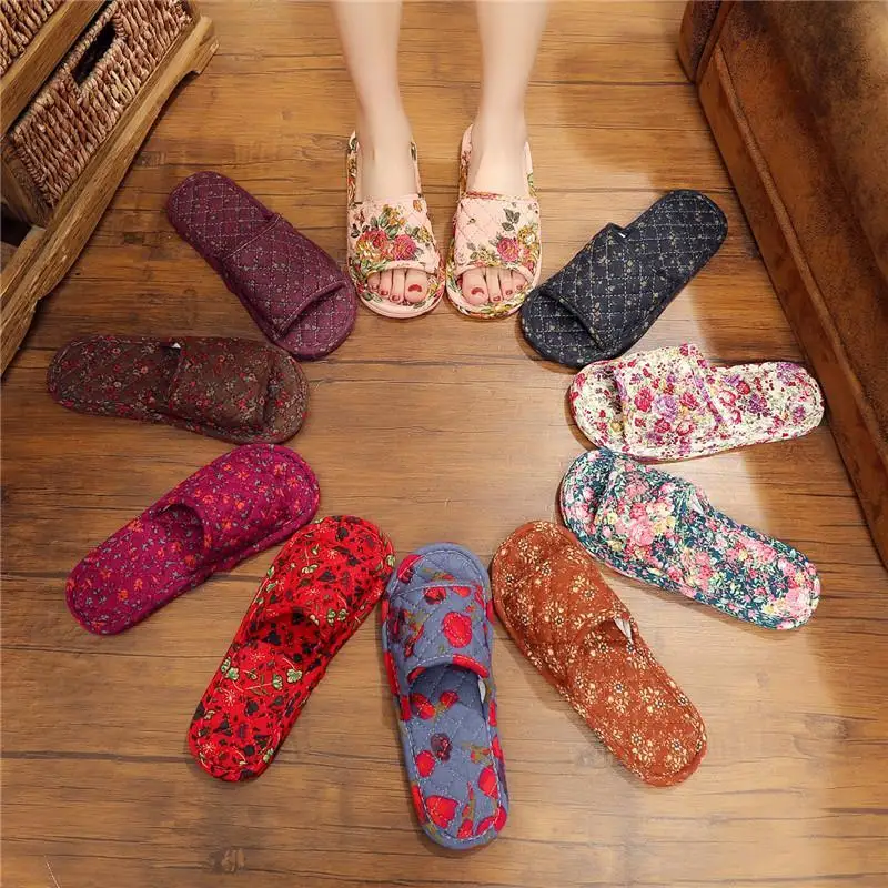 Linen Cloth Slippers for Women\'s Indoor Home Use Silent Cloth Sole Wooden Floor Slippers Soft Sole Silent All Year Round