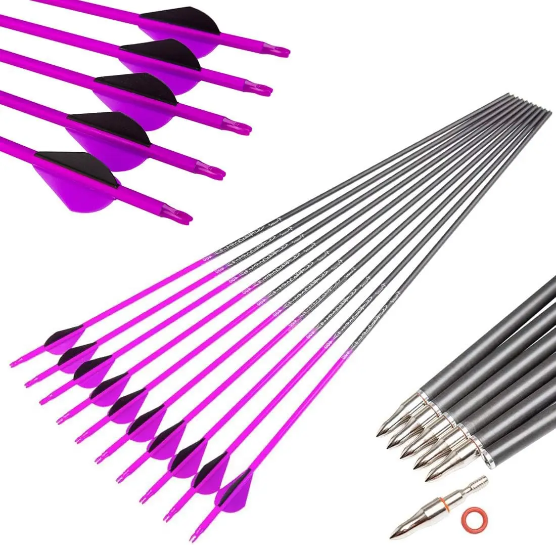 

Archery 28" 30" 300 340 350 400 Spine Carbon Hunting Arrows for Compound Recurve Bow Practice Target 28 30 Inch Camo Arrow Shaft