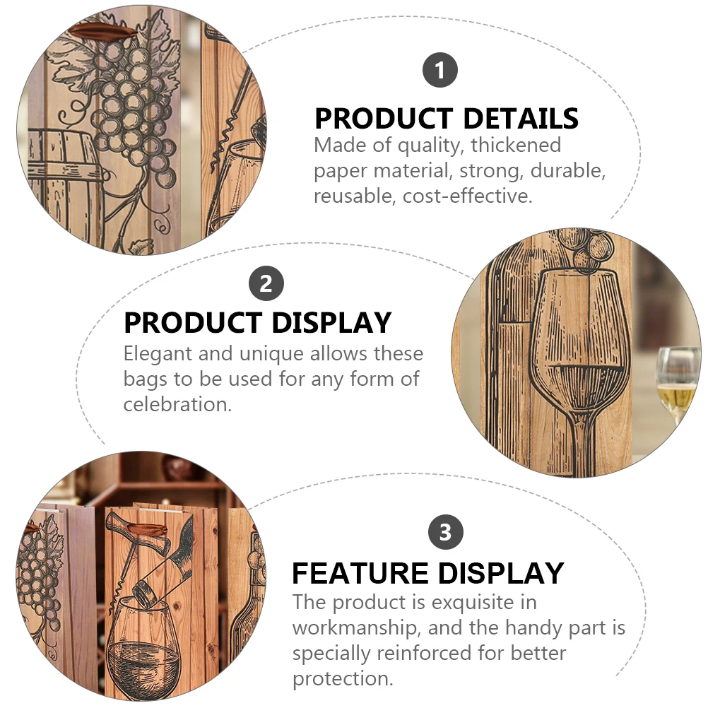 

12pcs 12 Gift Bags Thickened Paper Carrier Reusable Ribbon Handle For Party Decorations Bar Tools